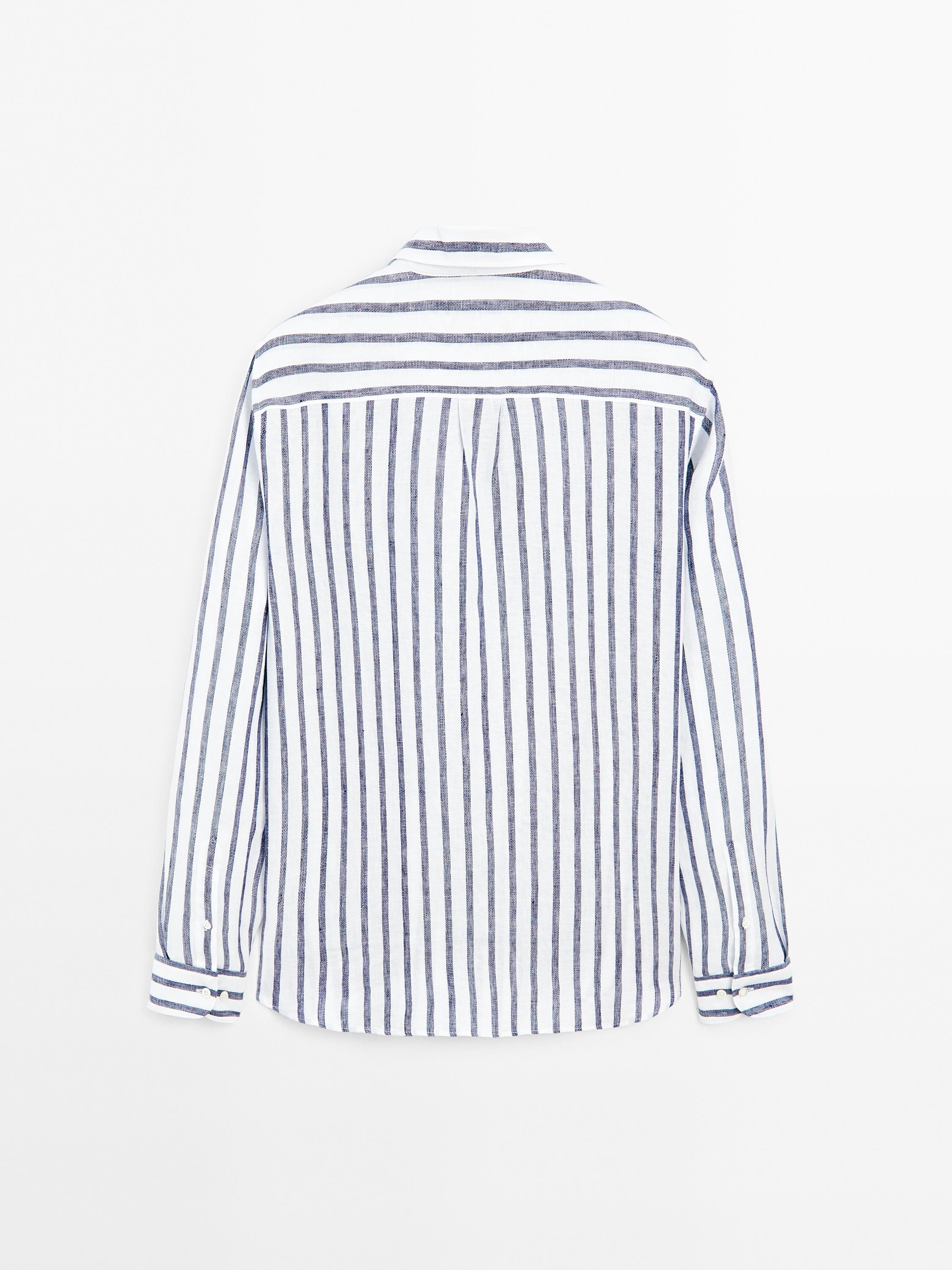 Regular fit striped linen shirt